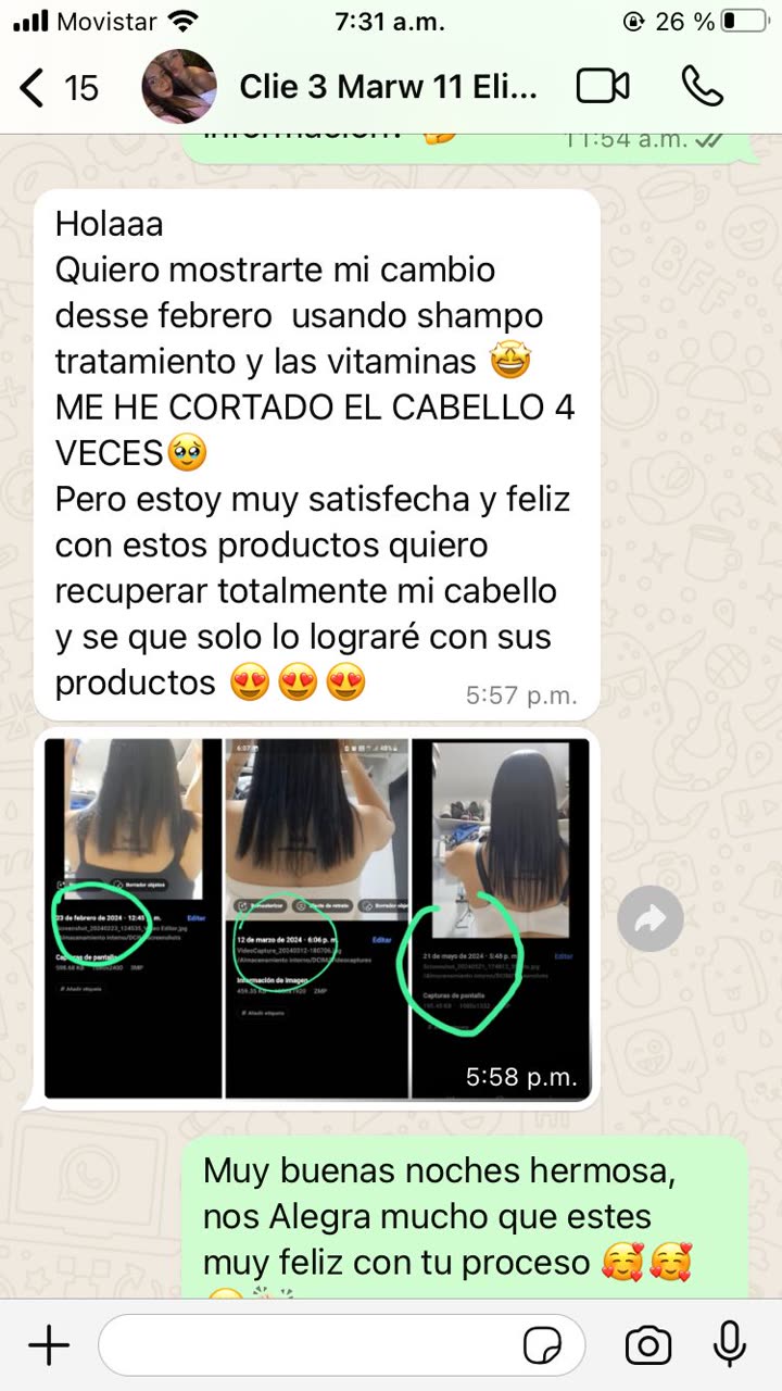 Mensaje WhatsApp de clienta reportando progreso con Kit Tuyu